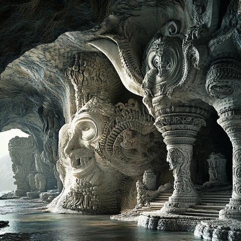 神秘洞窟内的古老雕刻艺术