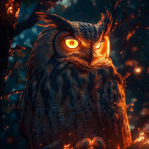 夜色中脉动的岩石翼神枭