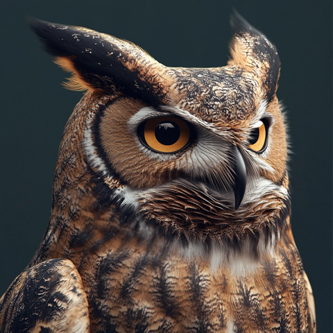 角鹰头部三分之四视角