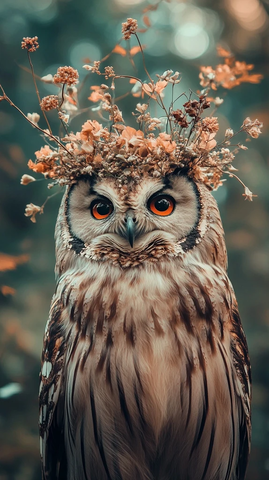 花冠猫头鹰森林背景