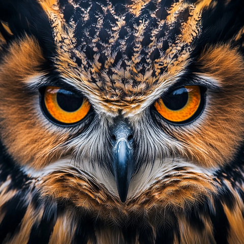 猫头鹰面部特写羽毛细节