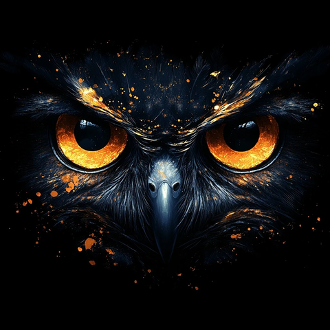 闪亮猫头鹰眼睛黑色背景