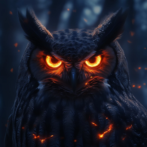发光眼睛的史诗级猫头鹰