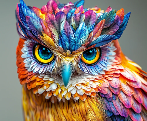 彩色大猫头鹰正面特写