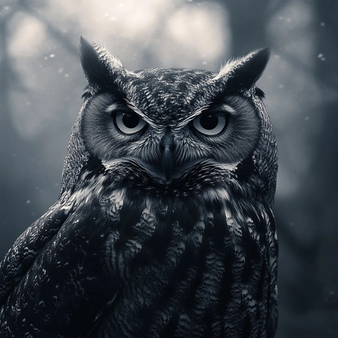 灰黑猫头鹰与自然背景