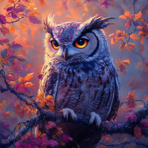 哥特式猫头鹰树枝栖息