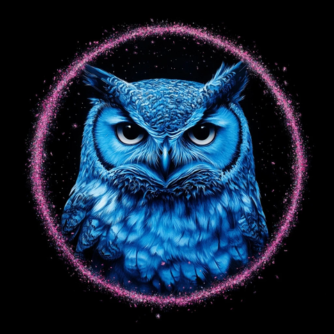 蓝色猫头鹰粉色星尘圈