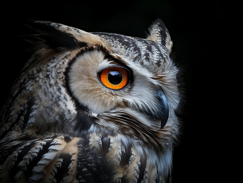 猫头鹰脸部特写橙色眼睛