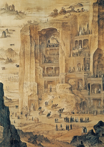 壮观的石窟壁画展示古代雕刻艺术