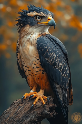 菲鹰栖息枯枝炭笔画