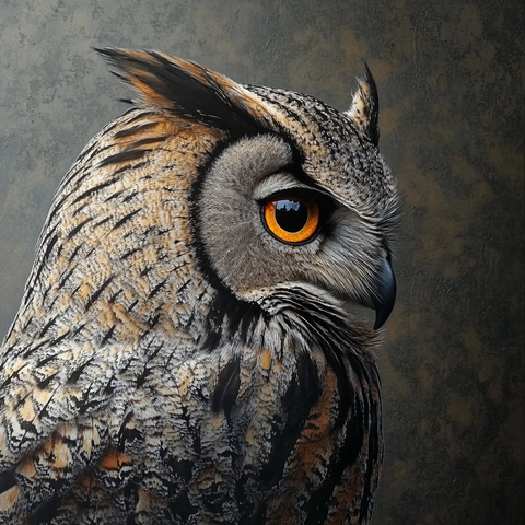 侧面凝视的猫头鹰