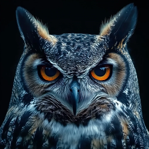 大角猫头鹰直视镜头