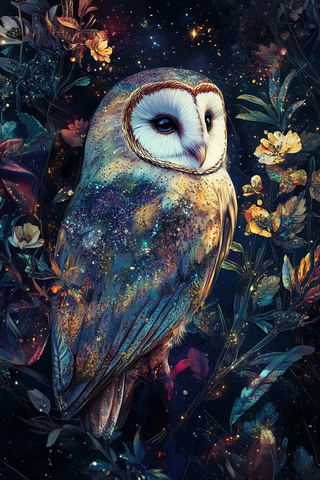 神话星尘花朵猫头鹰