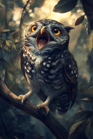 猛禽张嘴展翅羽翼精细纹理