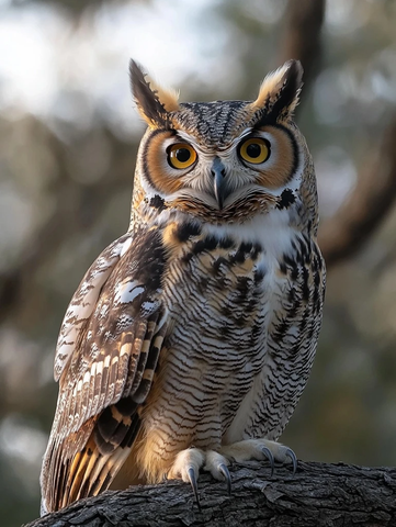 猫头鹰栖息枝头