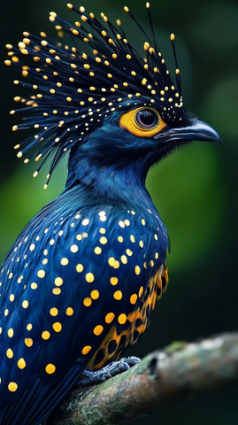 蓝黄点鸟黑羽冠