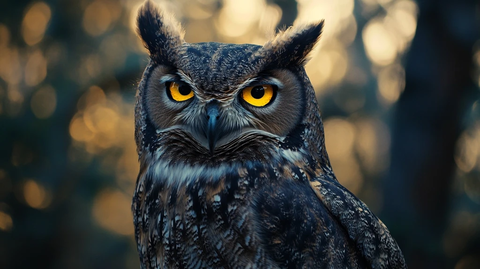 黄昏时分半开黄眼猫头鹰