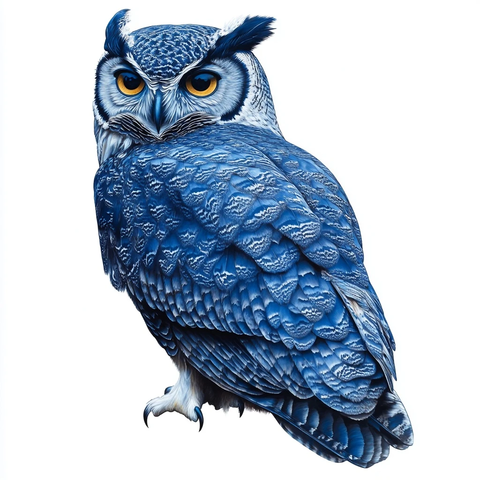 深蓝全貌猫头鹰白色背景