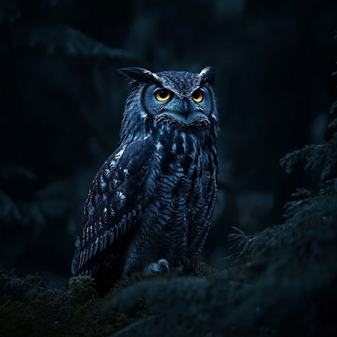 森林深处猫头鹰肖像