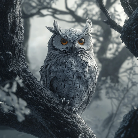 银树上的分心猫头鹰