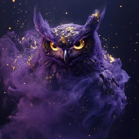 紫烟金鳞猫头鹰飞翔