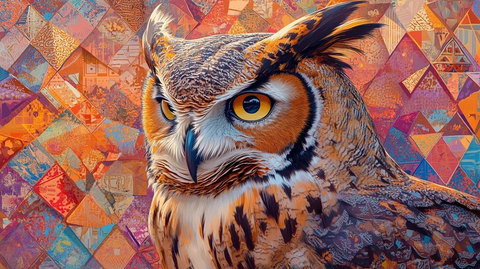 补丁背景与大角猫头鹰