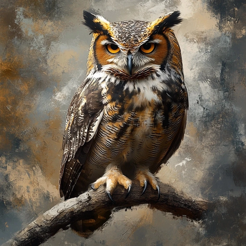 巨大猫头鹰树枝姿态