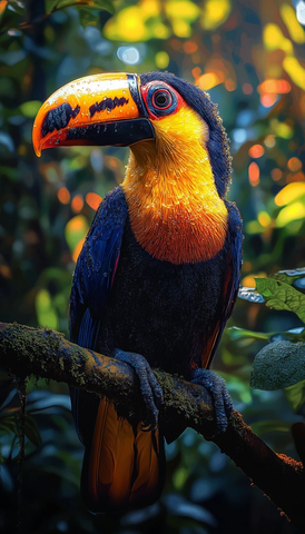 红橙色鹦鹉栖息树枝