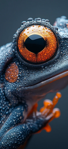 动物眼部水滴特写小黑蛙入镜