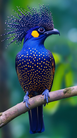 蓝色圆点羽毛鸟头部特写