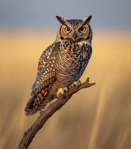 鹰鸮栖息草原树枝