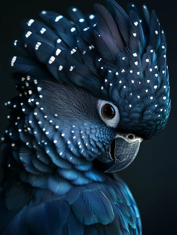 蓝黑灰鹦鹉展翅白点银线