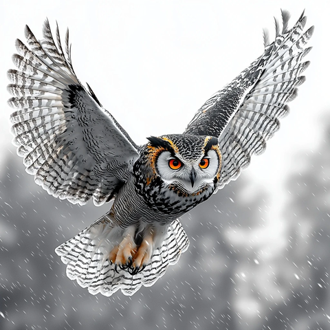 飞行中的大角猫头鹰