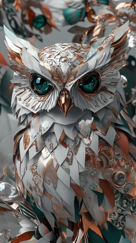 鸮形纸艺装饰折纸金属工艺