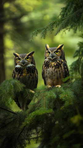 大猫头鹰树上栖息