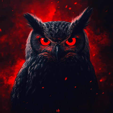 红眼猫头鹰全身像暗色背景