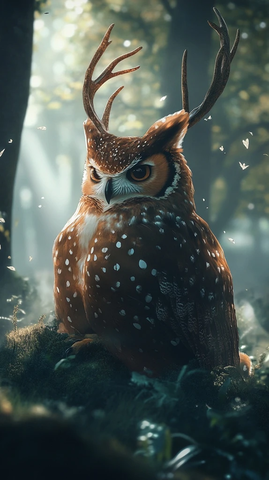 鹿角鹰身兽栖息森林