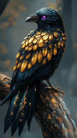 黑羽金边乌鸦栖息枯枝