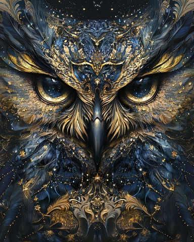 黑蓝羽色星眸猫头鹰