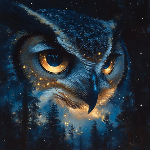 猫头鹰眼眸中的银河