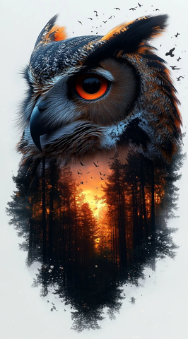 夜林飞鸟与睁眼猫头鹰