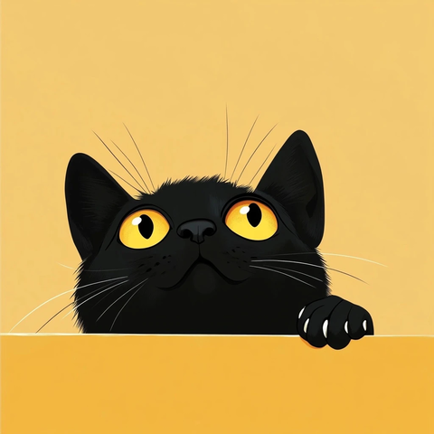 黑猫探头伸出爪子问候