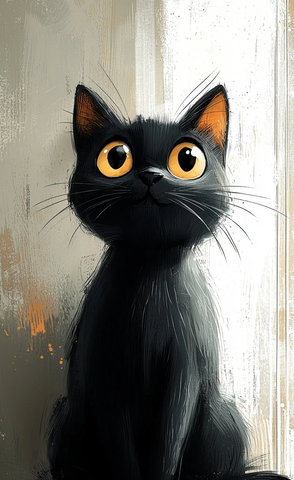 黑猫坐在沙发影子在前