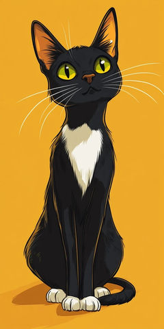 黑猫白纹胸条纹尾巴