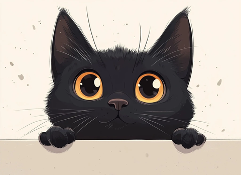 黑猫向上跃出可爱插画