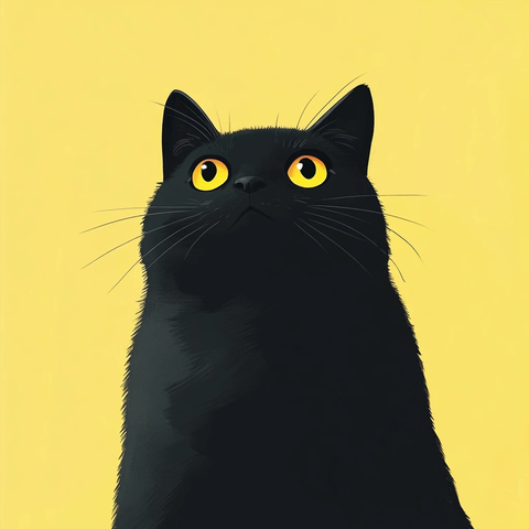 黑猫正面图白色背景