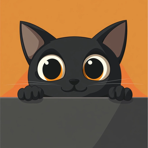 黑猫探头桌子后