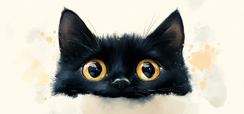 黑猫从顶部探出头