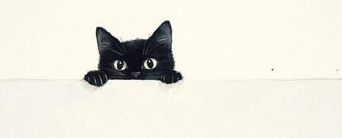 黑猫白墙边探头