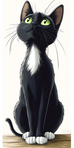 黑猫白条纹胸卡通形象